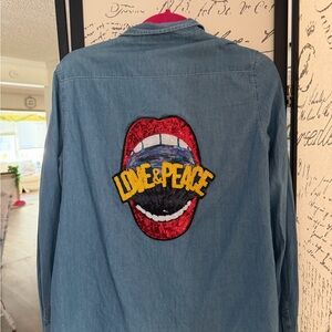 Charlotte Russe Blue Denim Bedazzled Shirt